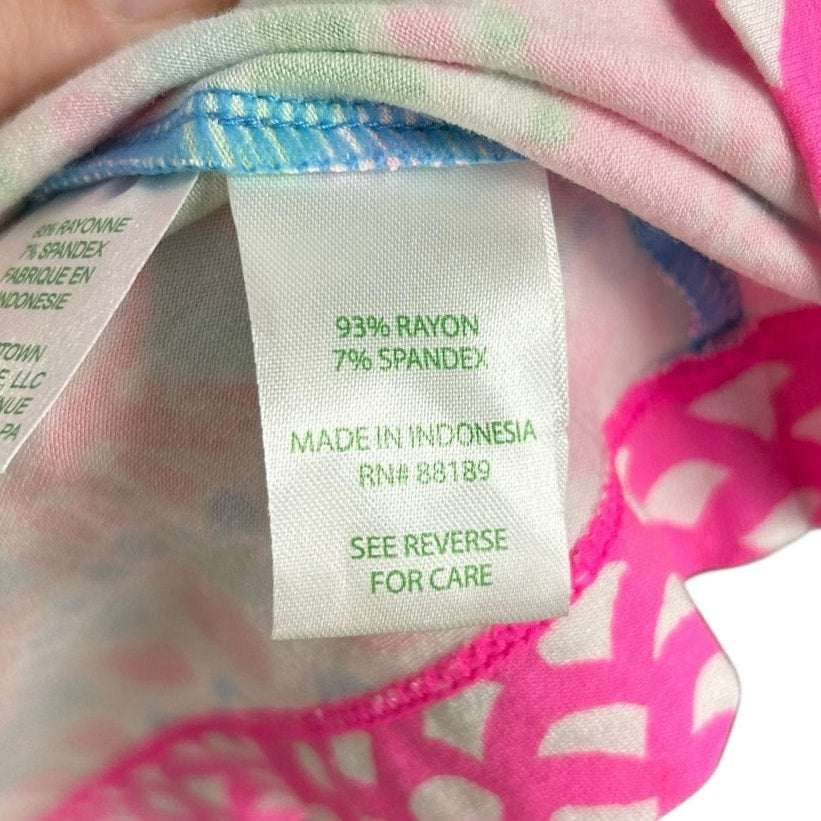 Lilly Pulitzer Zanzibar Blue Multicolor Sophie UPF 50+ Shift Dress Womens XXS