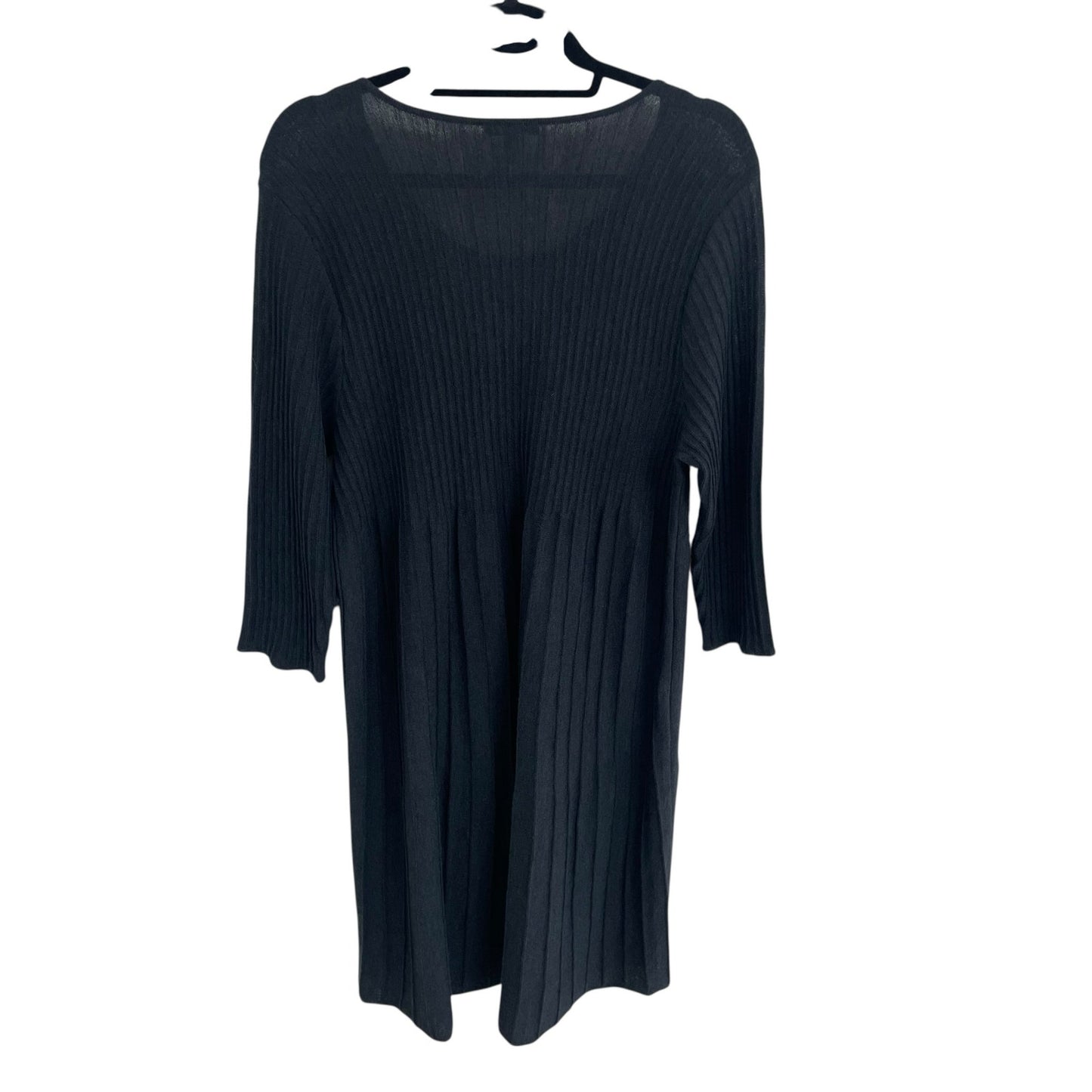 Eileen Fisher Pure Wool Knit Scoop Neck Pleated Sweater Dress Gray Womens XL