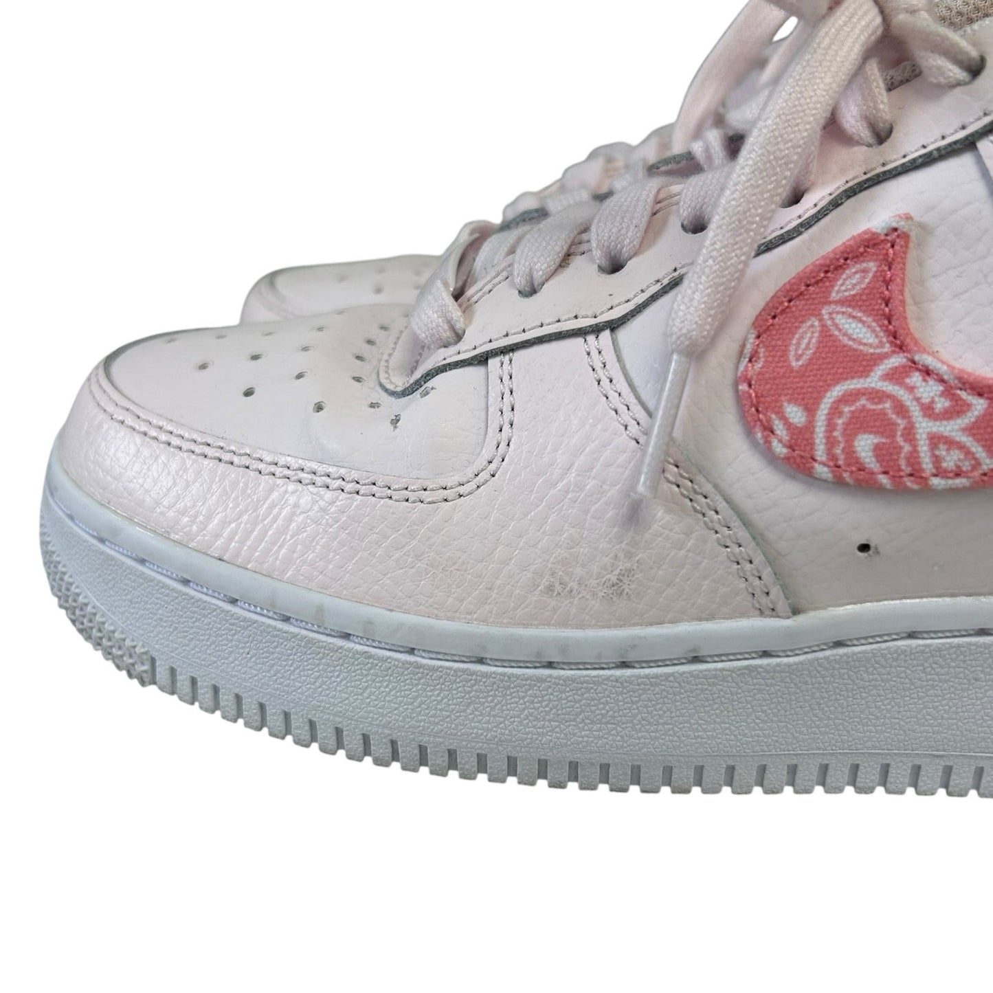 Nike Air Force 1 '07 Pearl Pink Coral White Paisley Lace Up Sneakers Womens 7