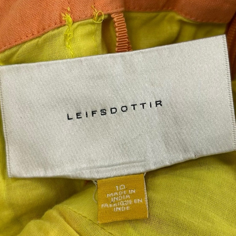 Leifsdottir Anthropologie Quilotoa Yellow Multicolor Strapless Dress Womens 10