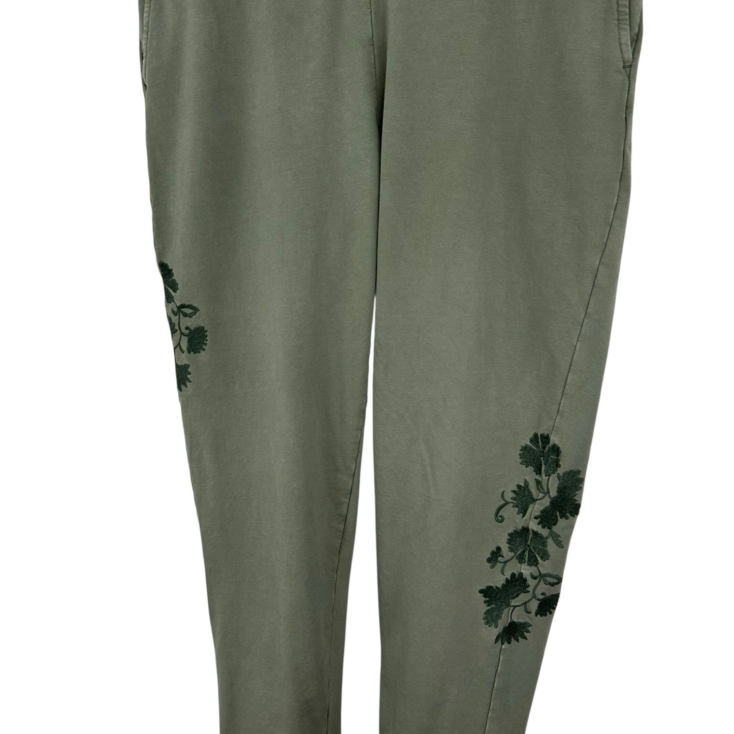 J. Jill Green Embroidered Drawstring Cotton Blend Ankle Pants Womens Small