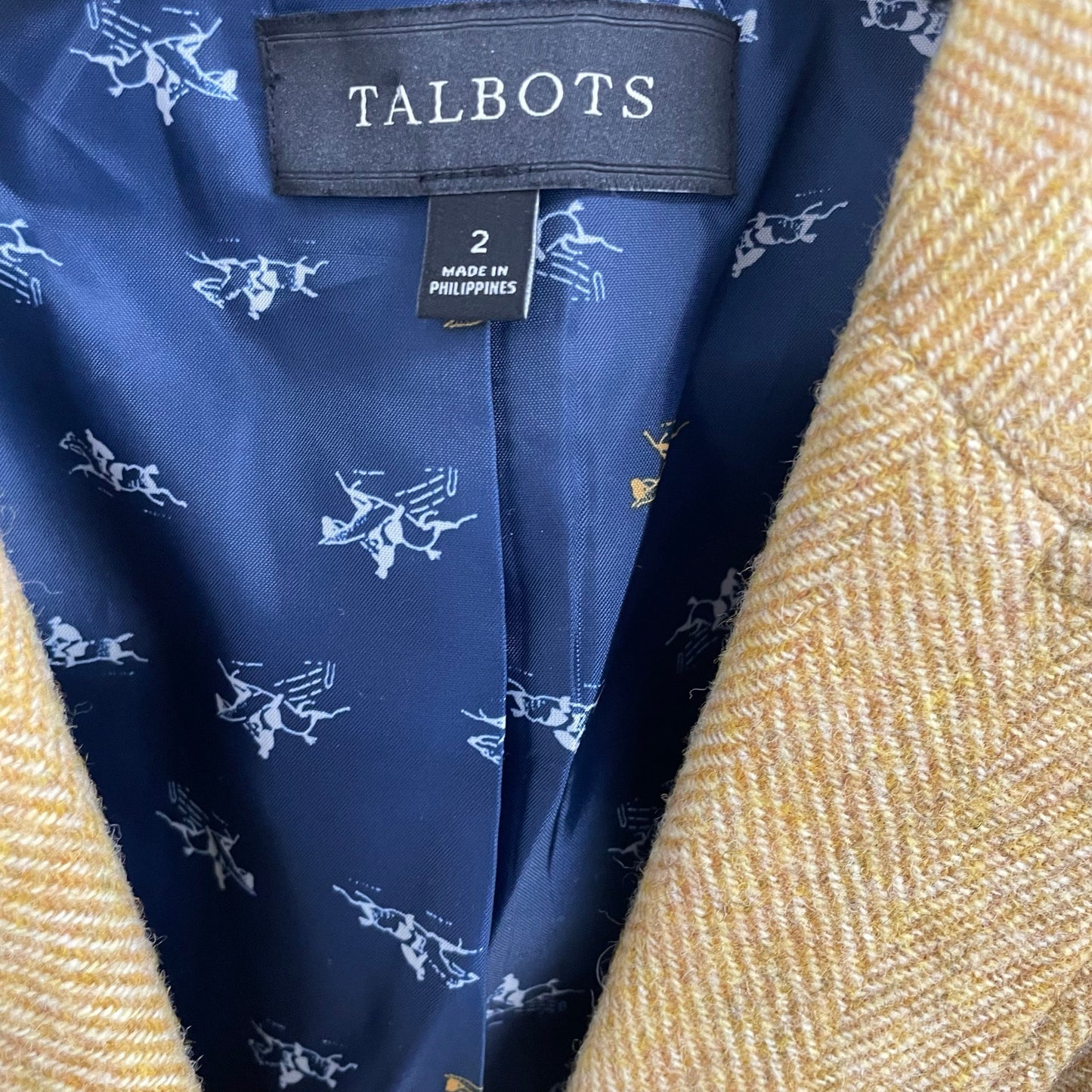 Talbots Button Front Wool Blend Blazer Jacket Dark Yellow Womens Size 2