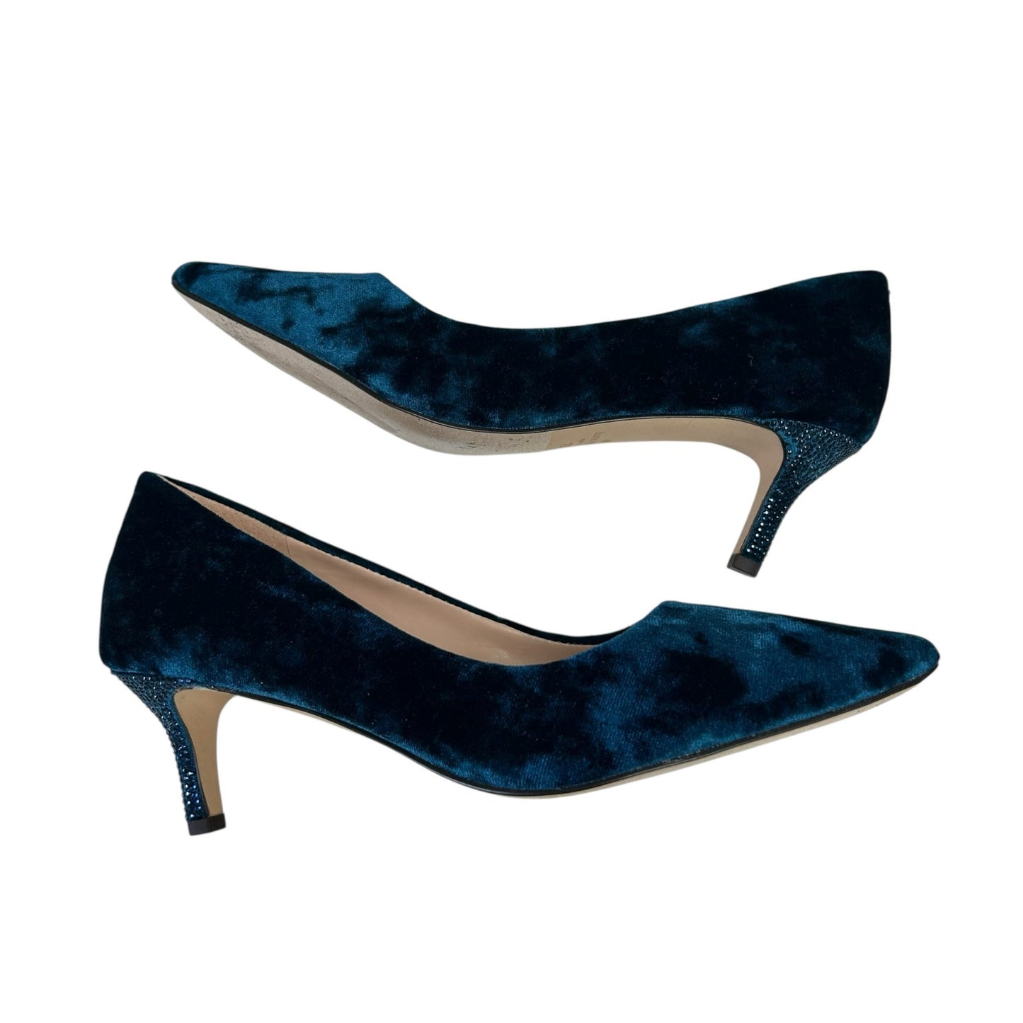 Kate Spade Blue Crystalline Crushed Velvet Rhinestone Heel Pumps Womens 7
