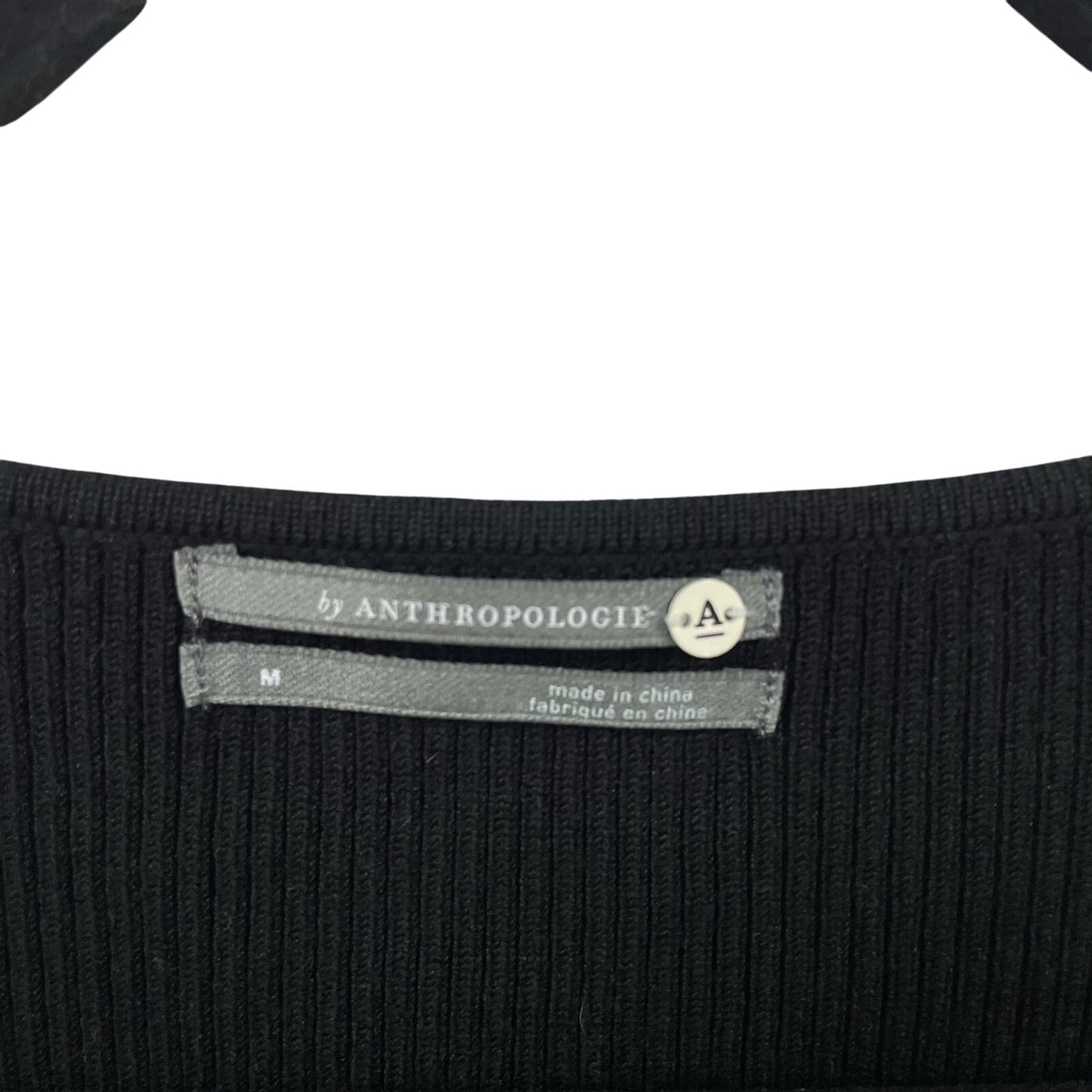 By Anthropologie Black Ribbed Knit Sleeveless Lowcut Top Womens Size Medium