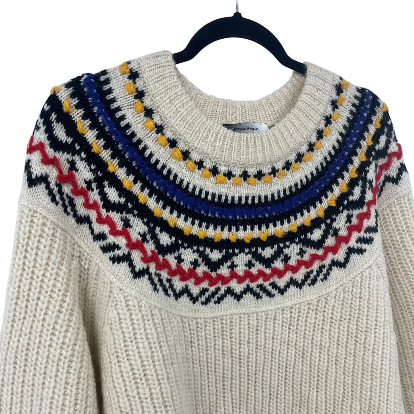 Isabel Marant Gillen Jumper Fair Isle Wool Knit Sweater Cream Multicolor Medium