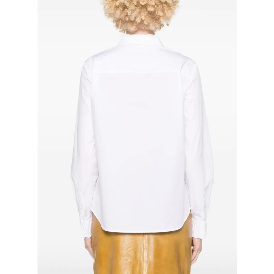 Tory Burch White Long Cuff Sleeve Button Front Cotton Poplin Shirt Womens Small