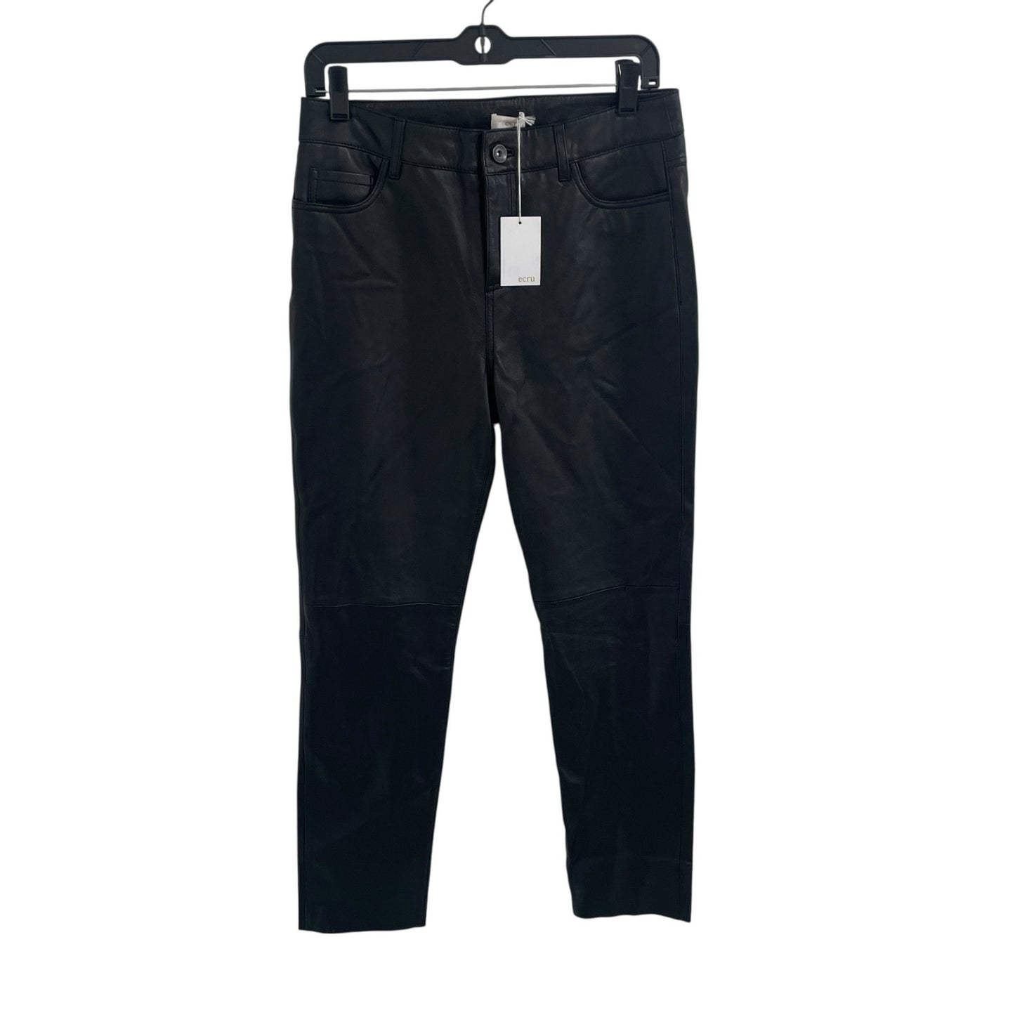 NWT Ecru Black Leather Straight Leg High Waist Hudson Pant Womens Size 4