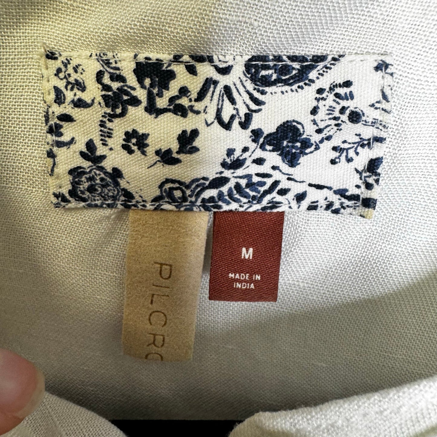 Pilcro White Long Cuff Sleeve Ruffle Button Down Linen Top Womens Medium