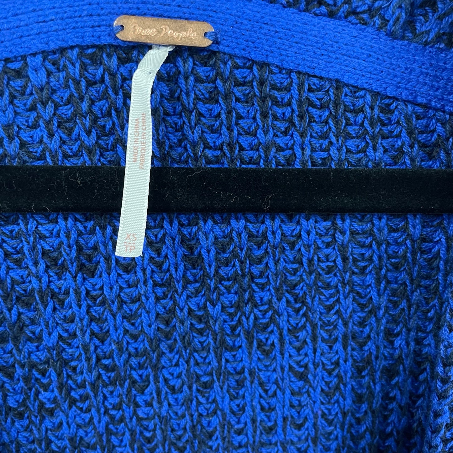 Free People Open Front High Hopes Cardigan Sweater Blue Black Knit Womens XS