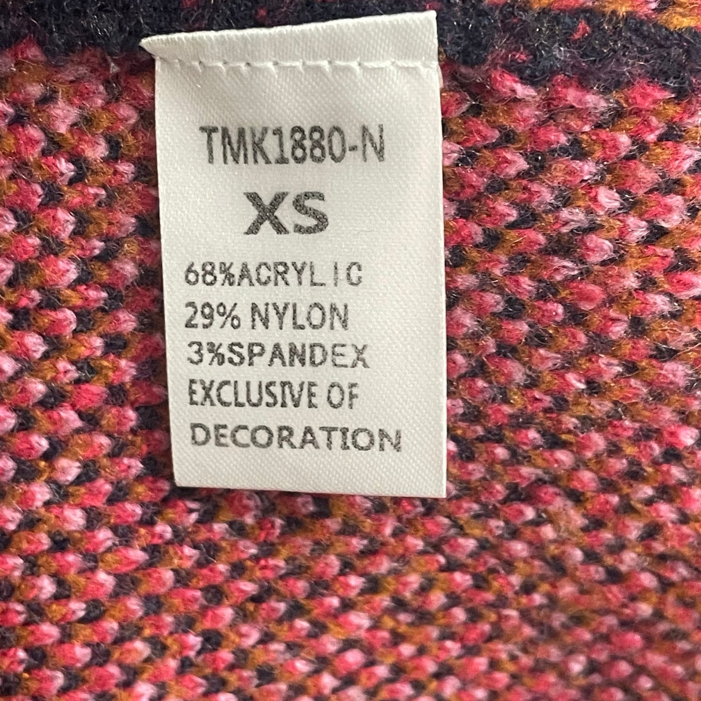 THML Navy Pink Geometric Colorblock Print Mock Neck Sweater Womens Size XS