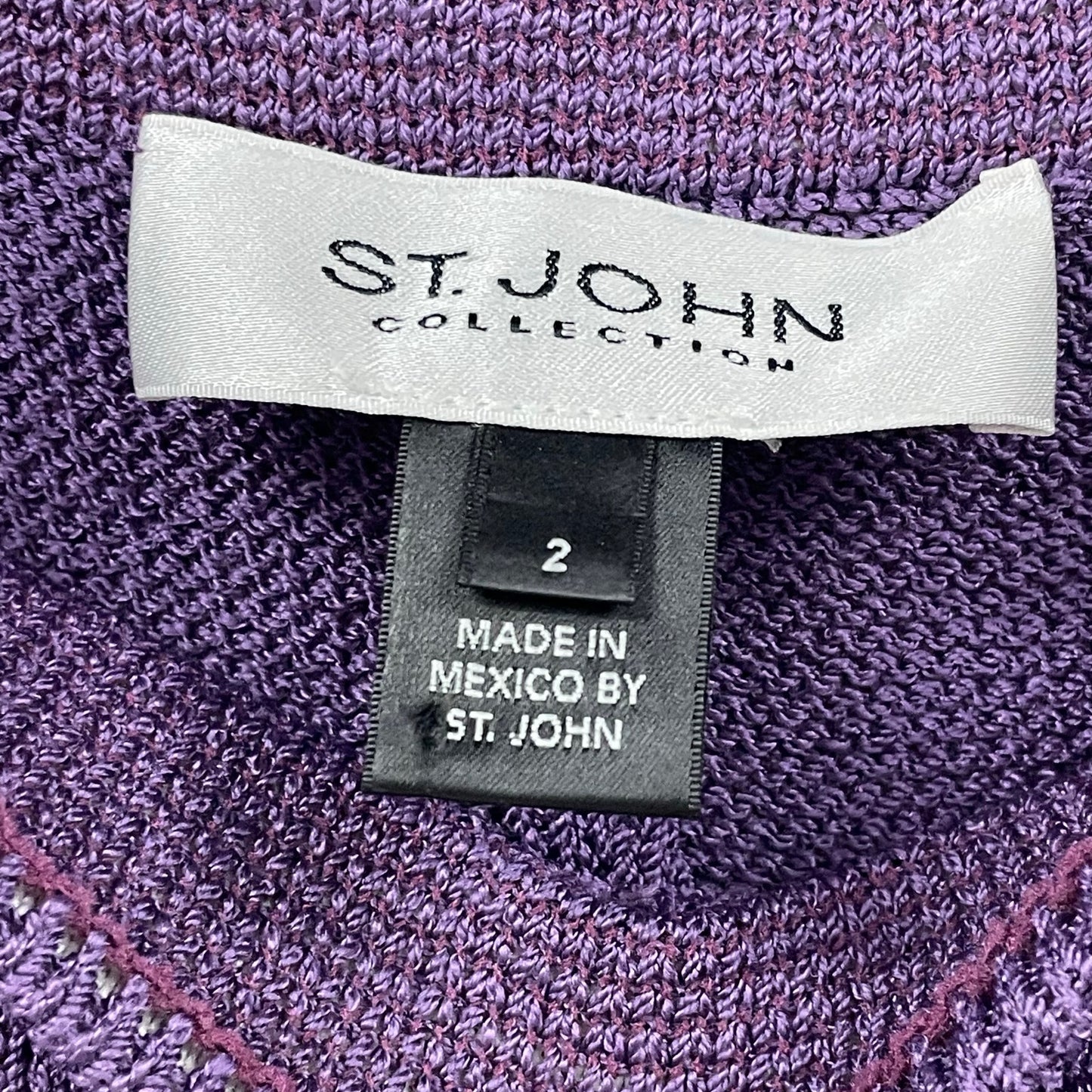 St. John Collection Santana Knit Purple Wide Leg Pull On Pant Womens Size 2
