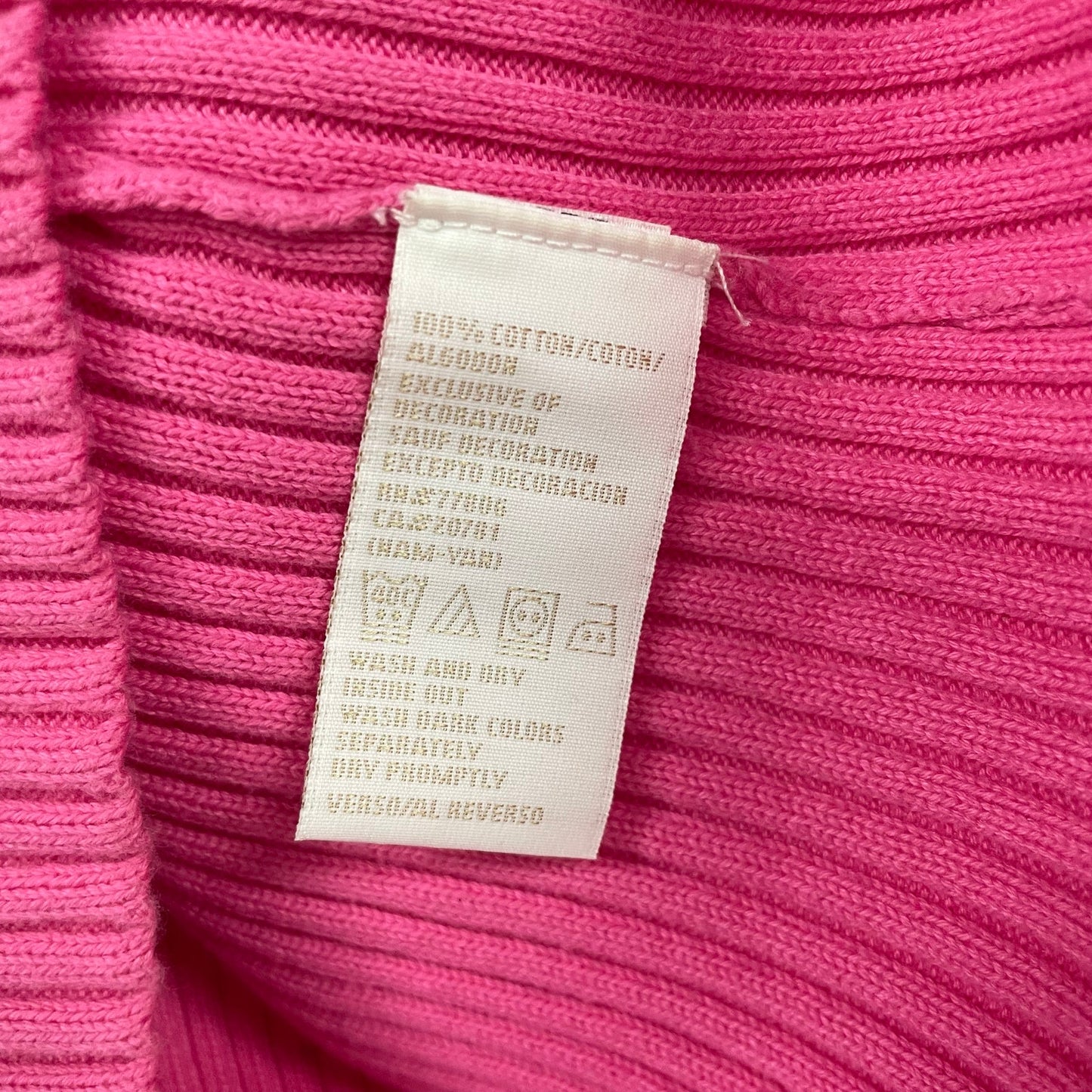 Y2K Tommy Hilfiger Pure Cotton Ribbed Knit Logo Sweater Pink Womens Large