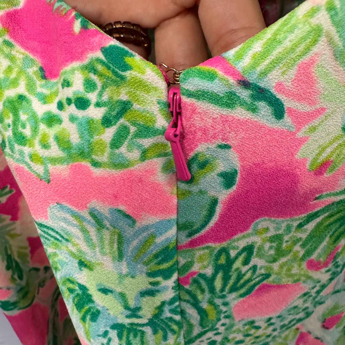 Lilly Pulitzer White Eyelet Pink Green Raz Berry Catty Shack Sadie Romper Size 4