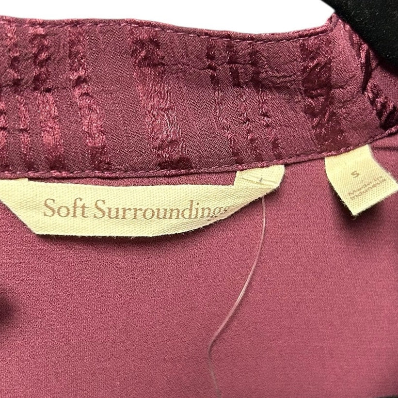 NWT Soft Surroundings Grape Wine Jocelyn Stand Collar V Neck Dress Womens Small
