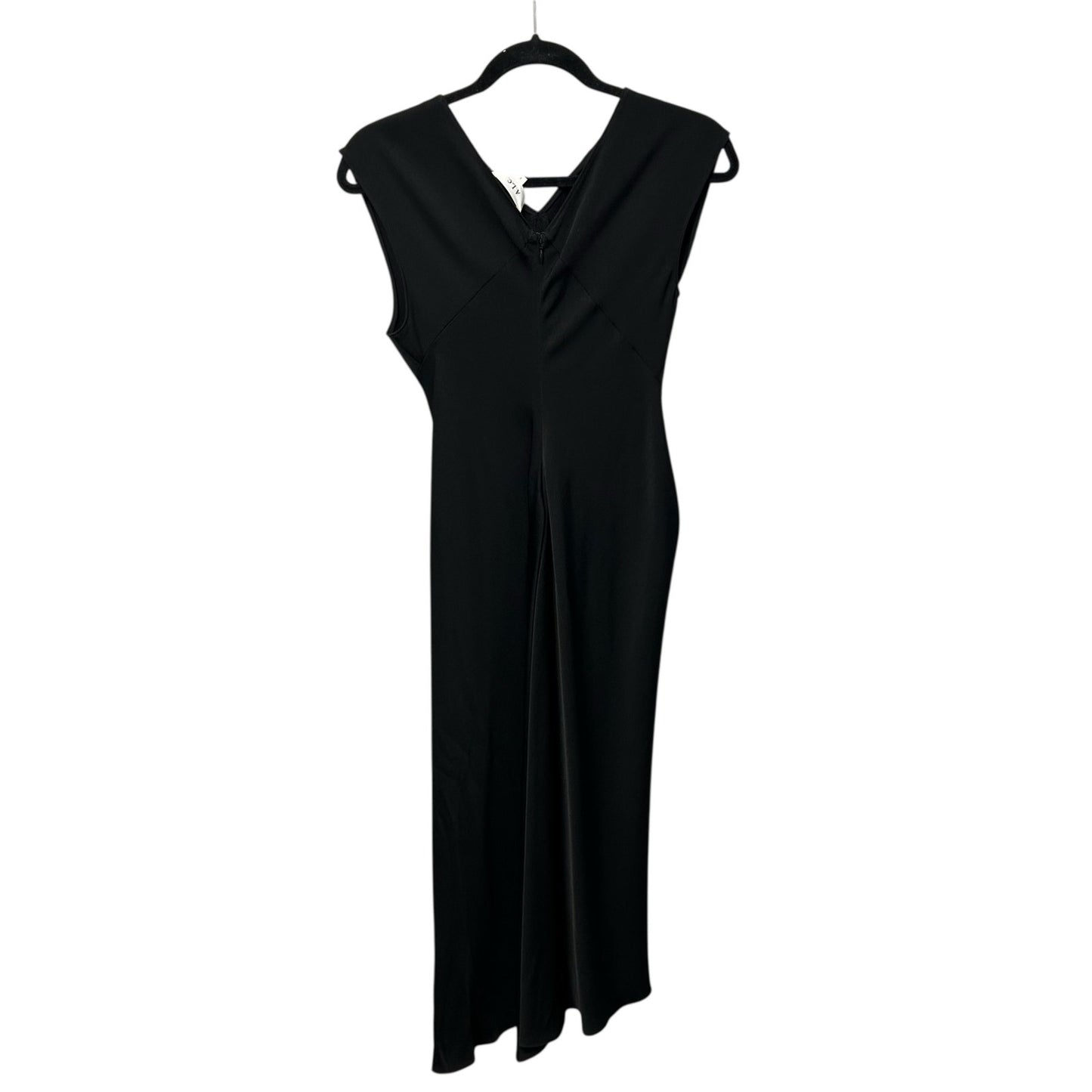 NWT A.L.C. Black Mary Hammered Crepe Cap Sleeve High Slit Midi Dress Womens 2