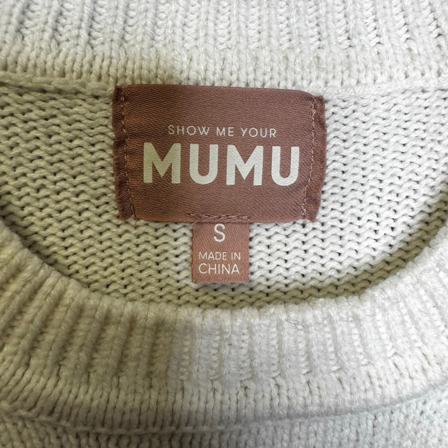 Show Me Your Mumu White Red Heart Cotton Crewneck Sweater Womens Small