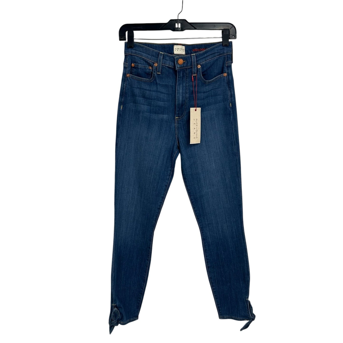 Alice + Olivia Jeans Heart and Soul Good High Rise Ankle Tie Jeans Womens 28