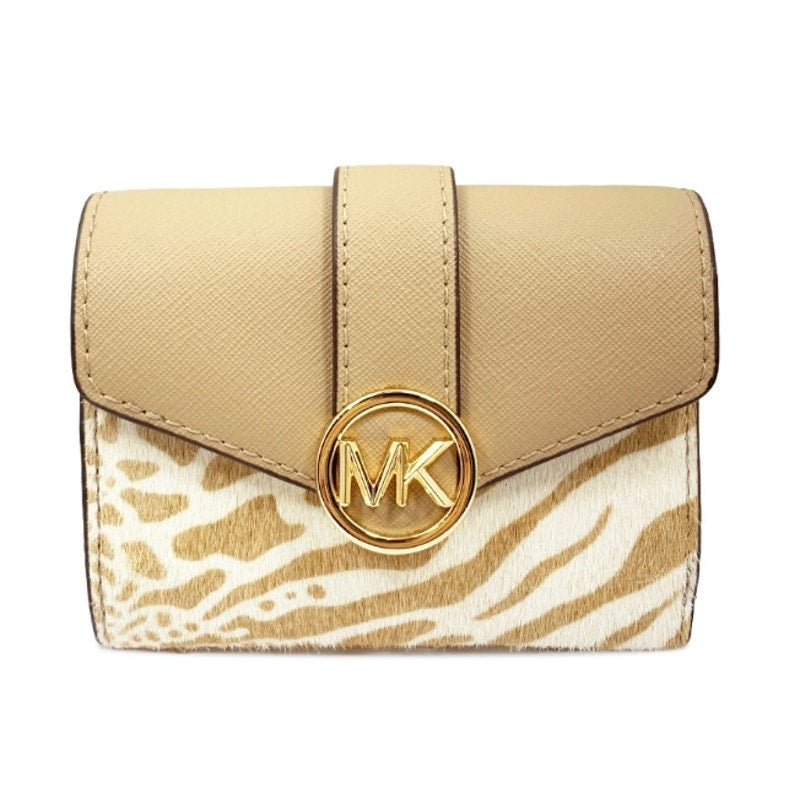 NWT Michael Michael Kors Carmen Medium Flap Bifold Wallet Animal Print