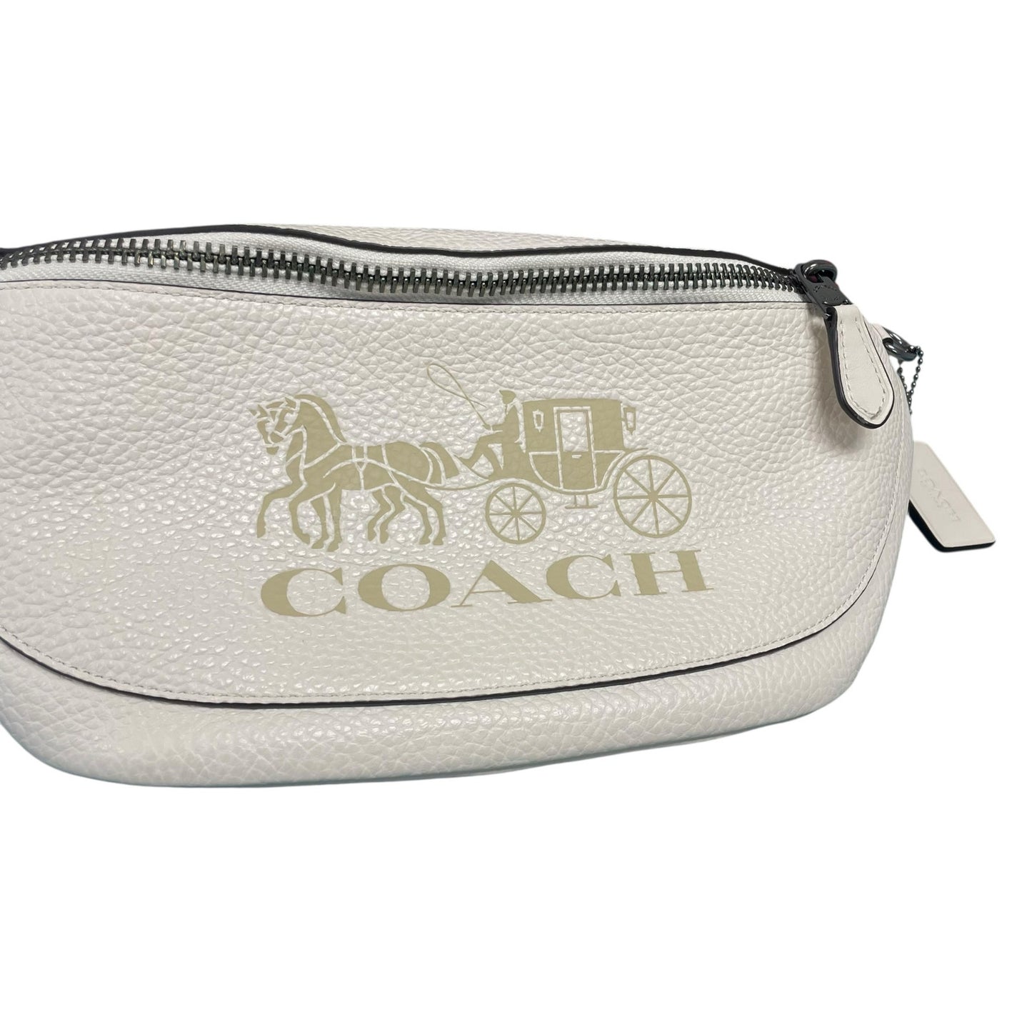 Coach Warren Belt Bag Pebbled Leather Chalk Off White Horse and Carriage AS IS