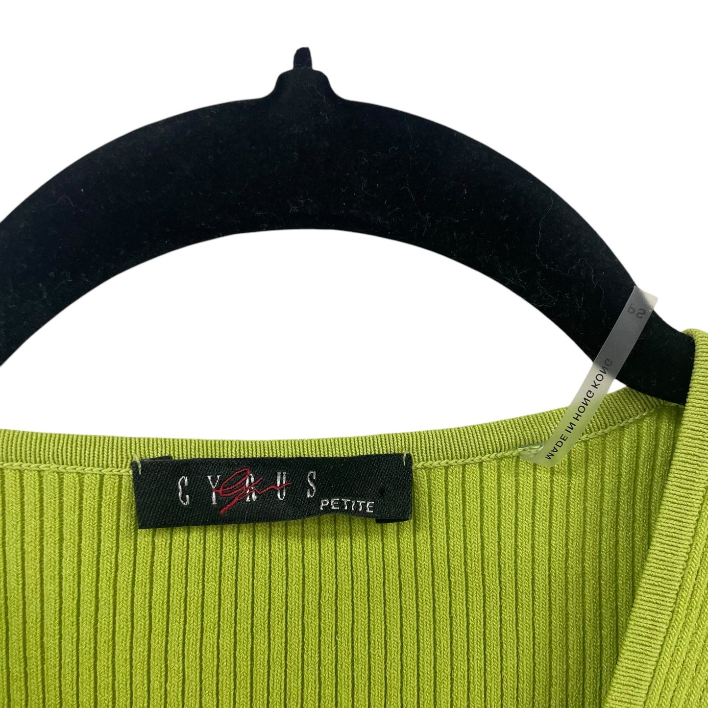 Y2K Cyrus V Neck Sleeveless Ribbed Knit Low Cut Tank Top Green Size Petite Small
