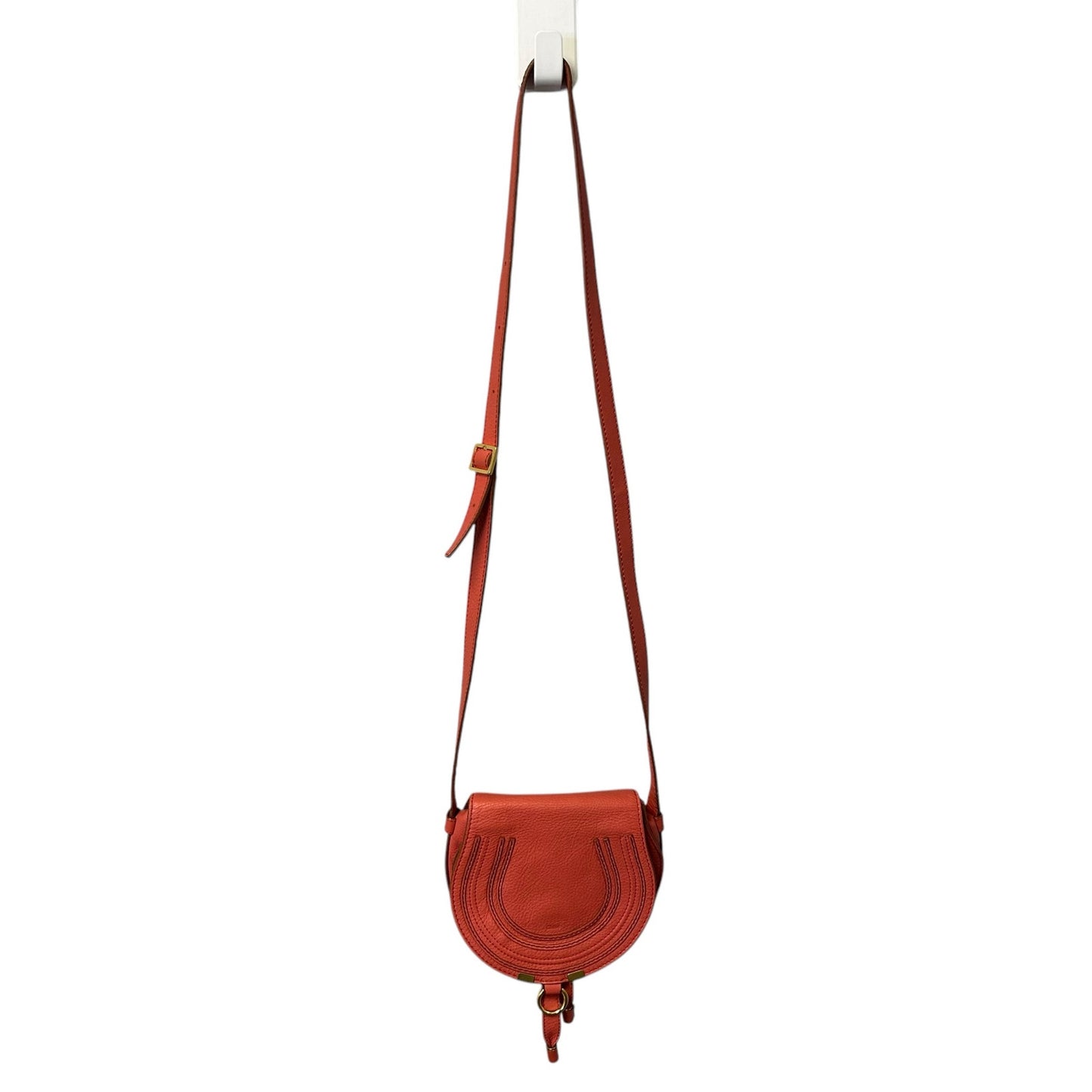 Chloe Burnt Orange Marcie Small Grained Leather Adjustable Strap Saddle Bag