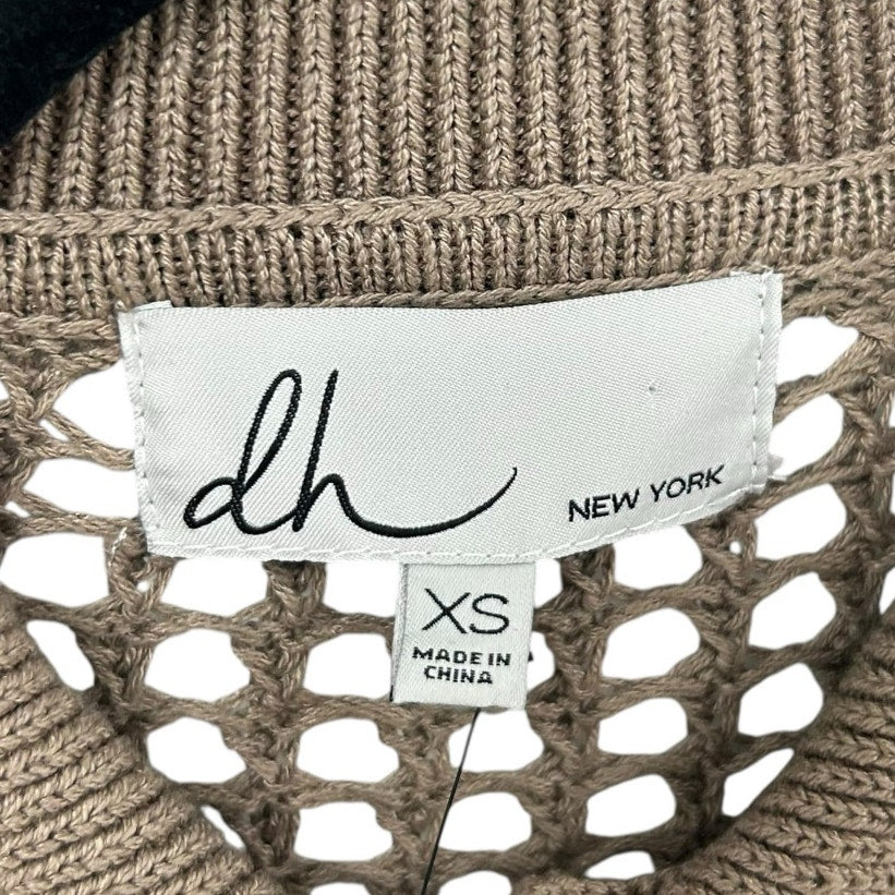 NWT DH New York Anthropologie Brown Open-Stitch Cardigan Sweater Womens XS