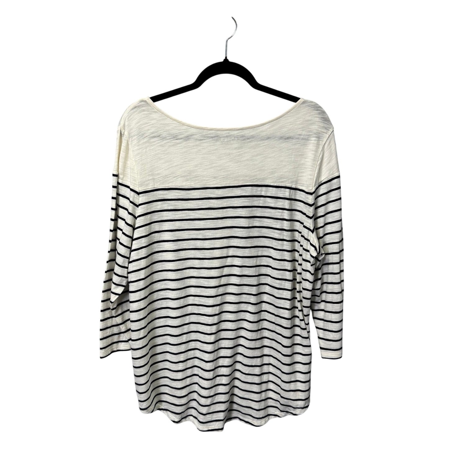 NWT Chico's White Navy Stripe 3/4 Sleeve Bateau Neck Cotton Top Womens 16