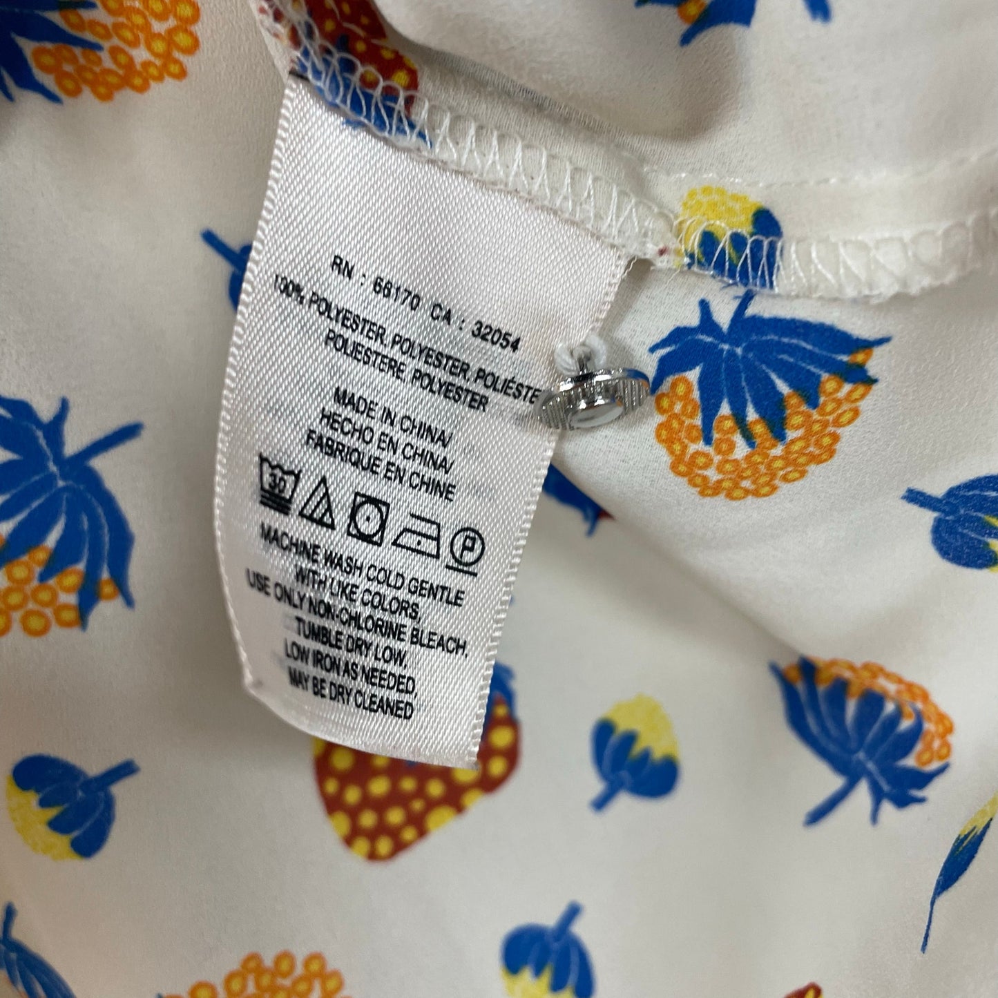 Anthropologie Maeve Strawberry Print Pleated Sleeveless Top Cream Multicolor 0
