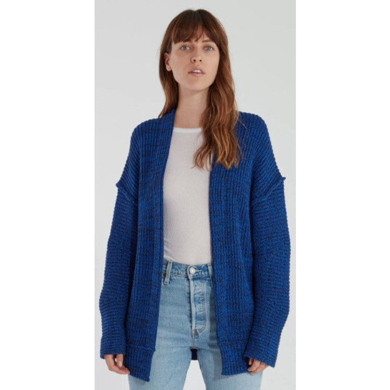Free People Open Front High Hopes Cardigan Sweater Blue Black Knit Womens XS
