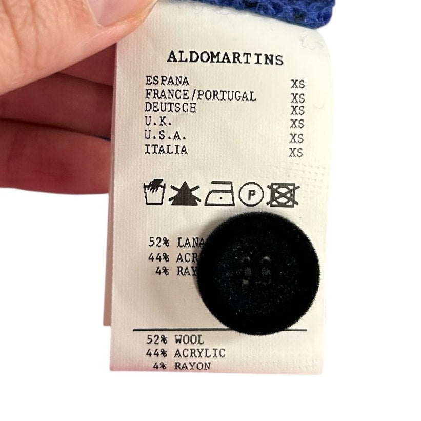 Aldomartins Blue Black Wool Blend Collared Ruffle Sweater Mini Dress Womens XS