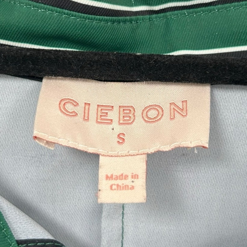 Ciebon Blue Black Green Colorblock Long Sleeve Button Up Shirt Womens Small