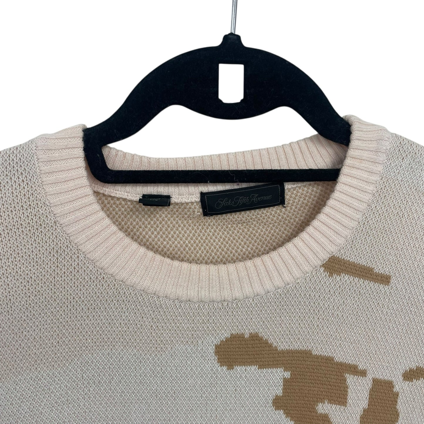 Saks Fifth Avenue Watermark Camouflage Crewneck Sweater Egret / Pink Mens Large