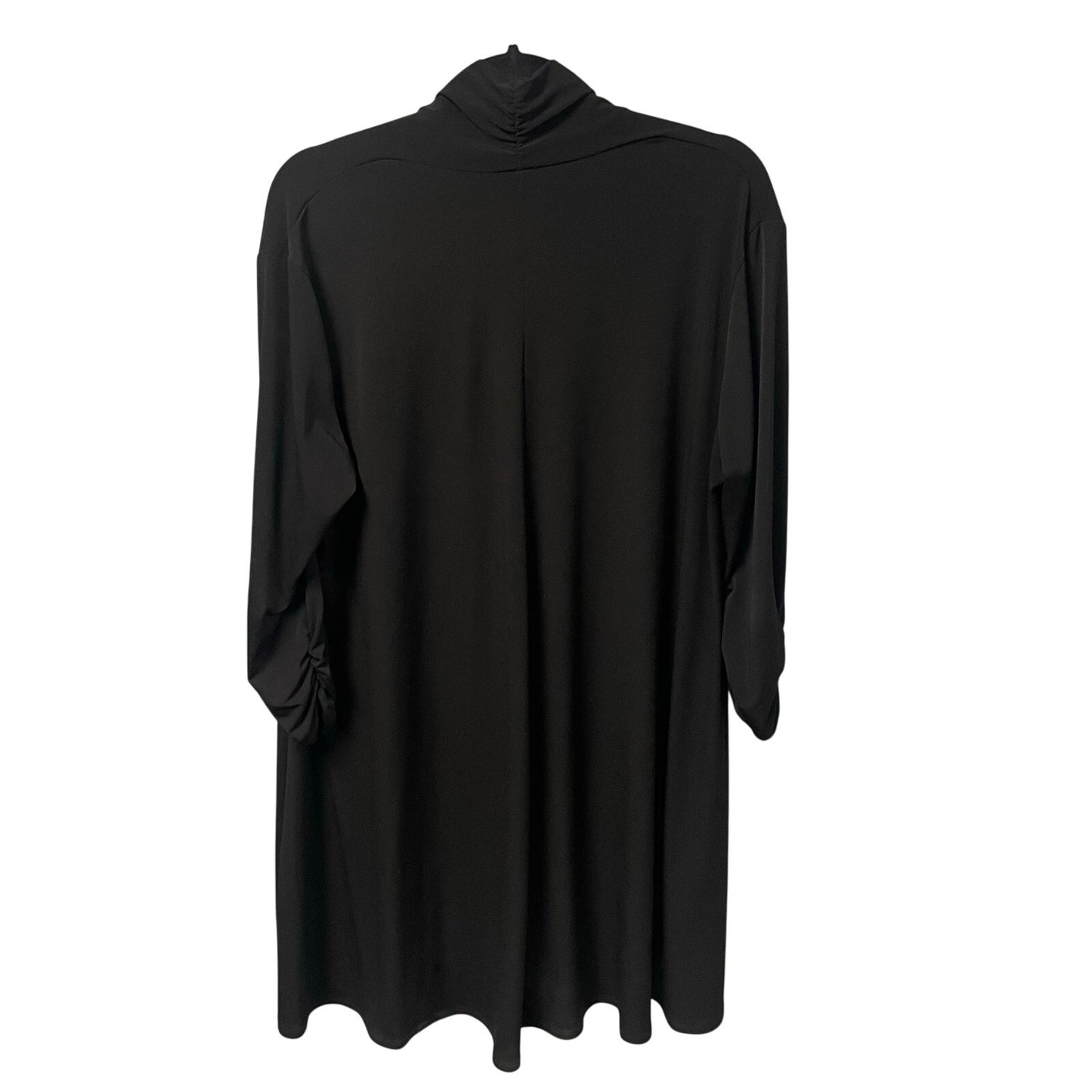 Clara Sun Woo 3/4 Ruched Sleeve Spandex Blend Black Dress Womens Plus Size 1X