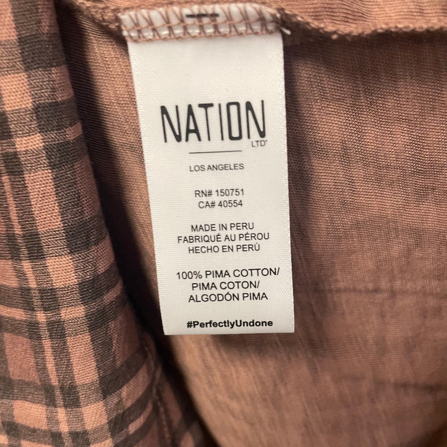 NWT Nation Ltd Violet Prim And Proper Top Brown Black Tartan Plaid Size Small
