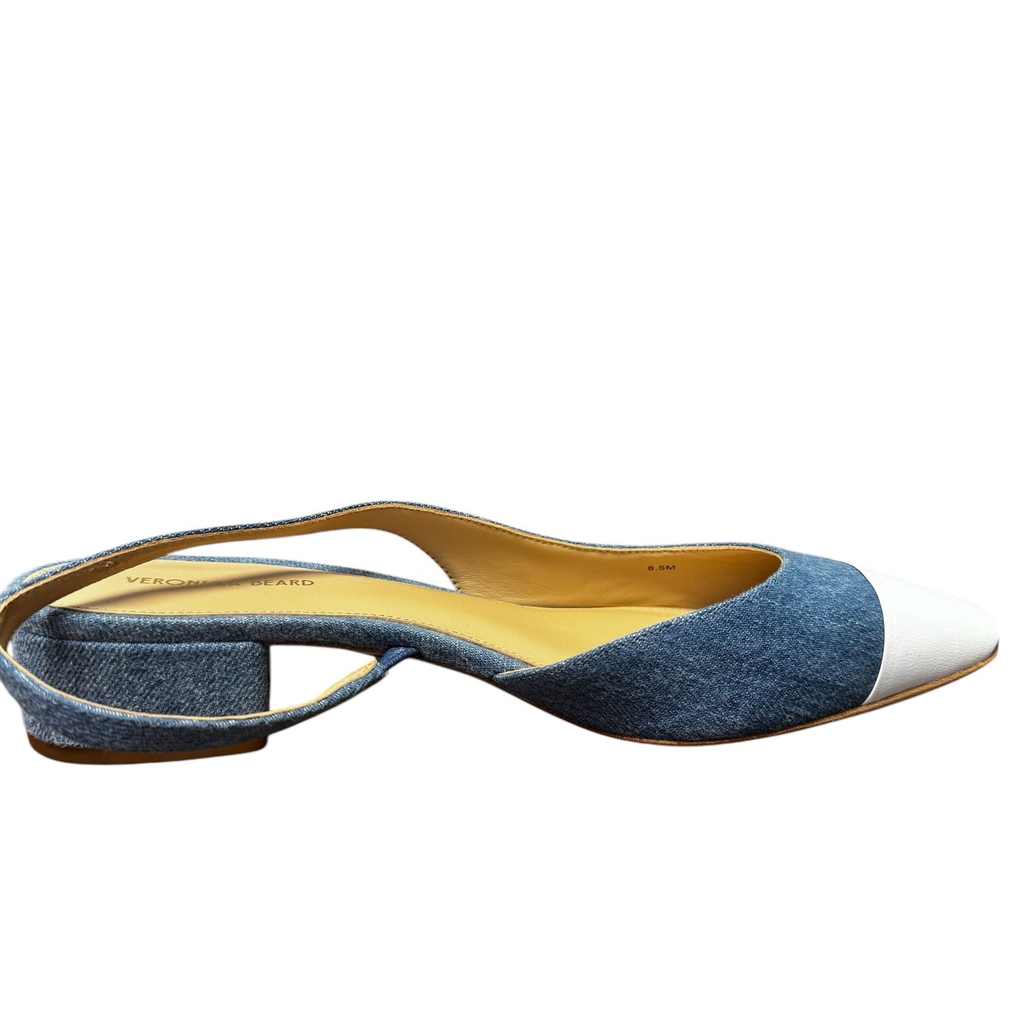 Veronica Beard Denim White Cecile Leather Slingback Ballerina Pumps Womens 8.5