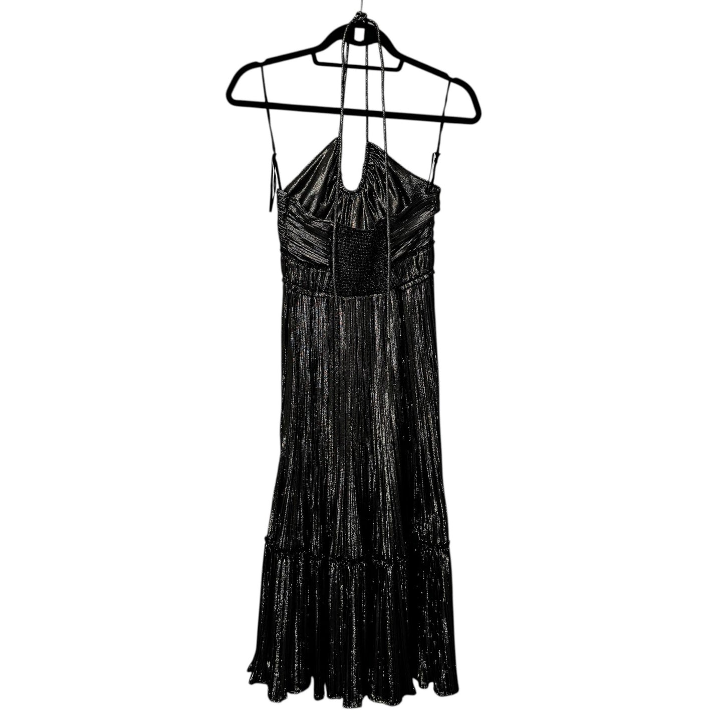 NWT ALC Metallic Sleeveless Halter Scoop Neck Pleated Cecila Maxi Dress Womens 4