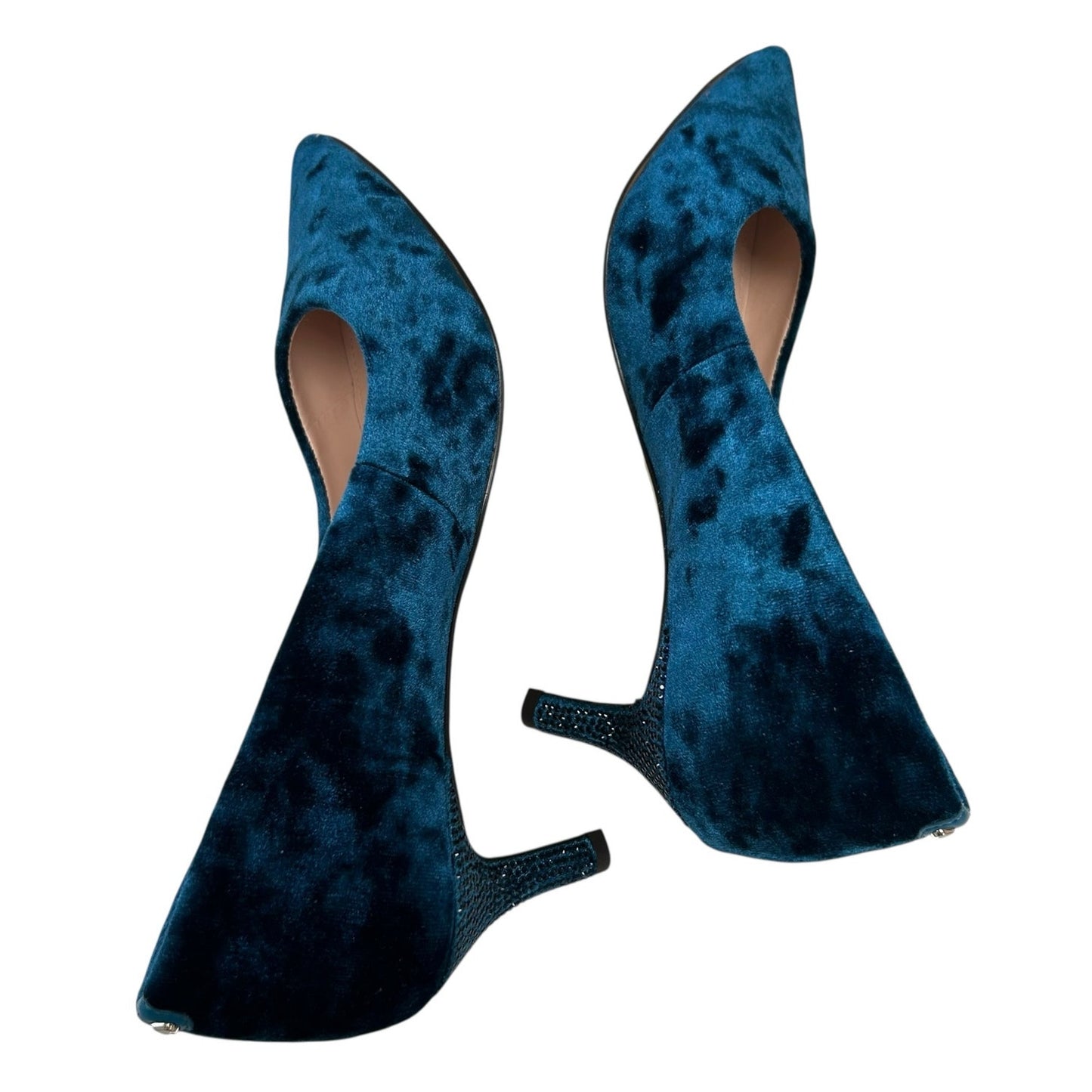 Kate Spade Blue Crystalline Crushed Velvet Rhinestone Heel Pumps Womens 7
