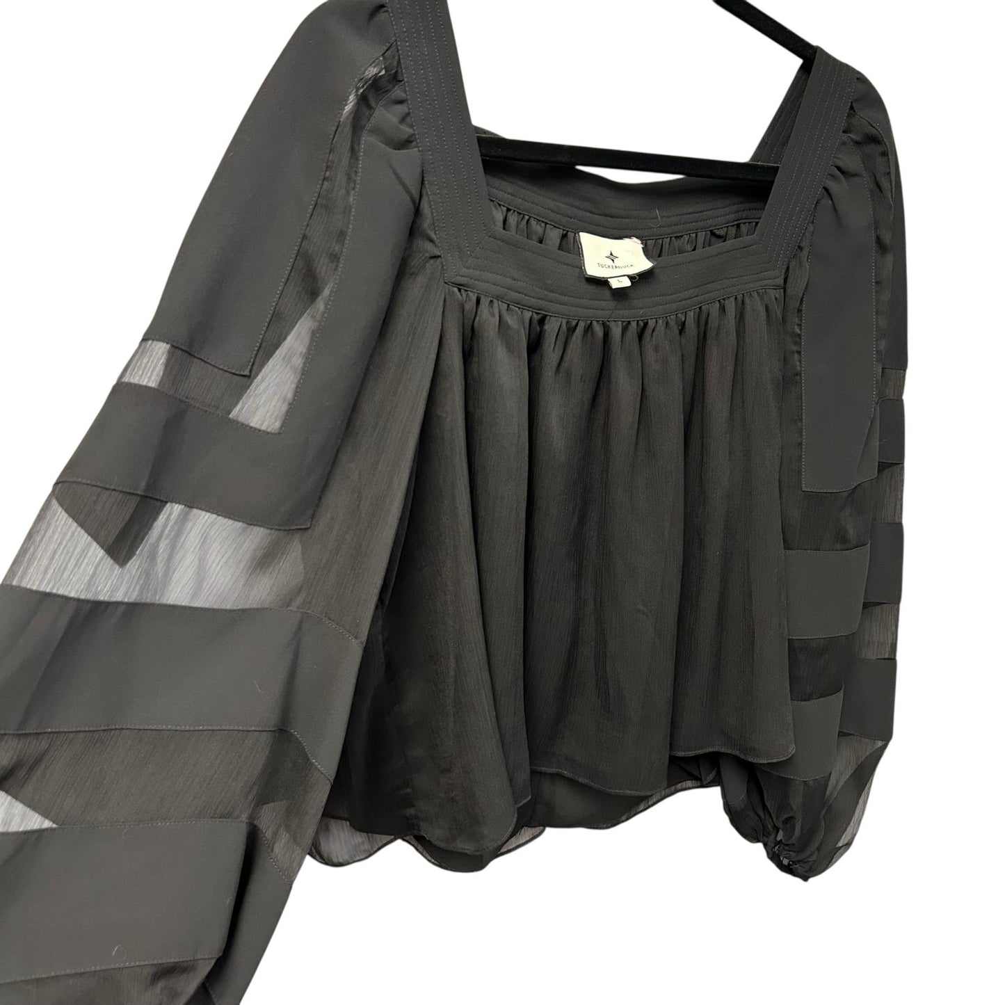 Tuckernuck Black Balloon Sleeve Square Neckline Alexa Blouse Womens Size Large