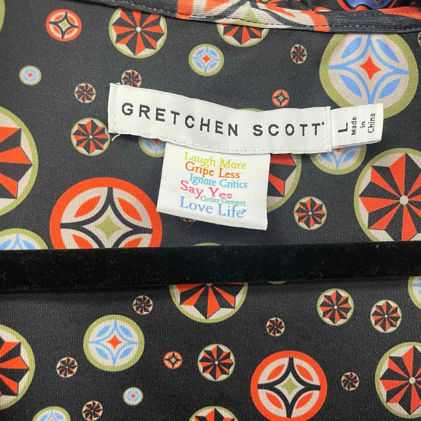 Gretchen Scott Jersey Ruffneck Dress Sundial Black Multicolor Womens Large