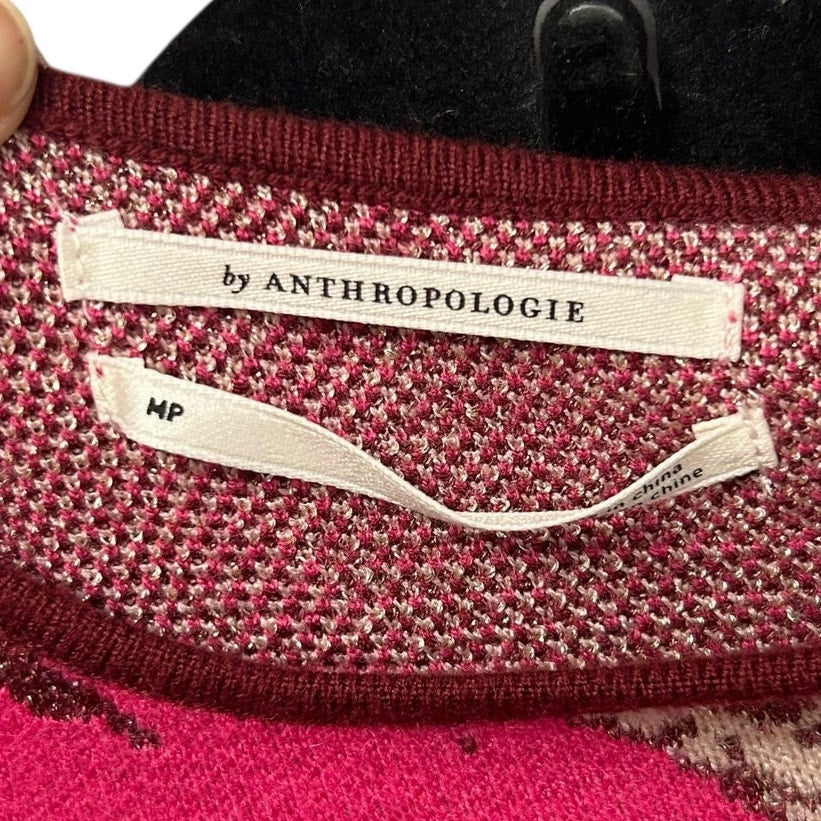 by Anthropologie Pink Multi Beatriz Mock Neck Sweater Womens Petite Medium