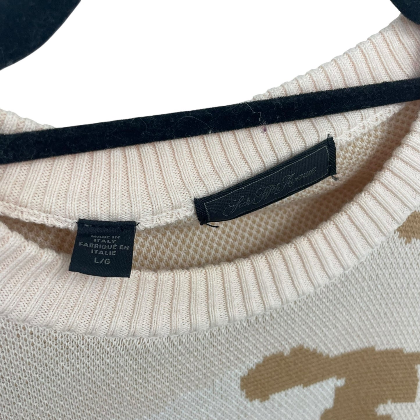 Saks Fifth Avenue Watermark Camouflage Crewneck Sweater Egret / Pink Mens Large