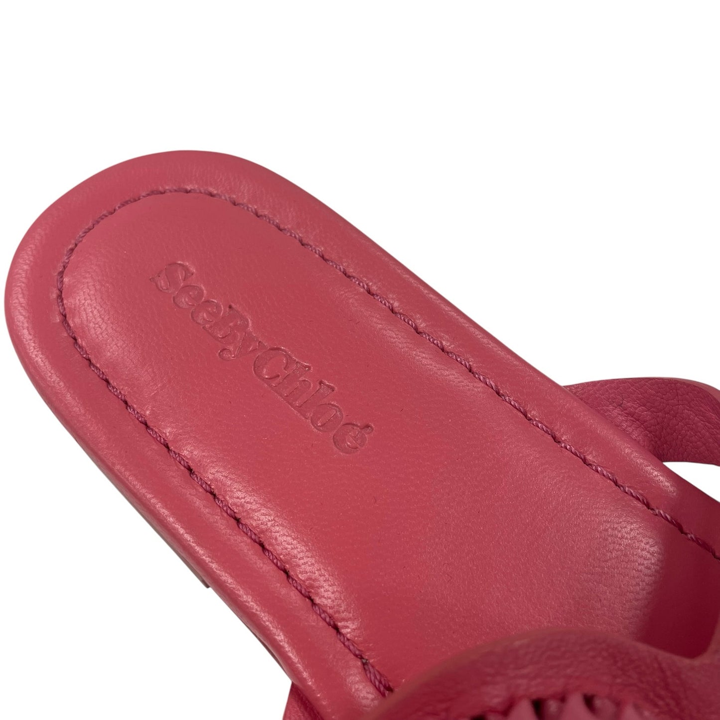 See by Chloé Hana Thong Strap Sandals Coral Pink Leather Womens 39 / US 9