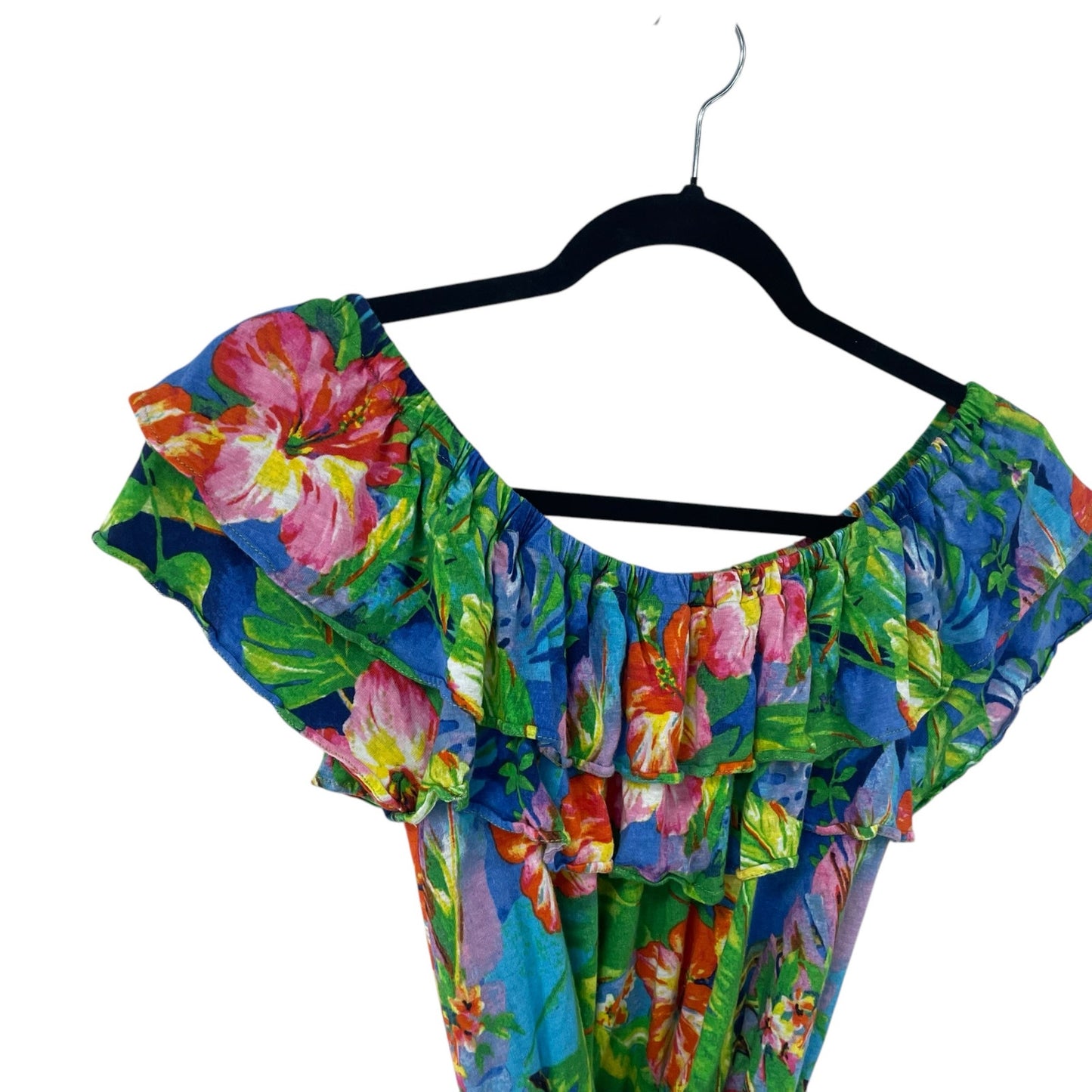 Lauren Ralph Lauren Floral Jersey Off The Shoulder Tie Front Top Womens Small