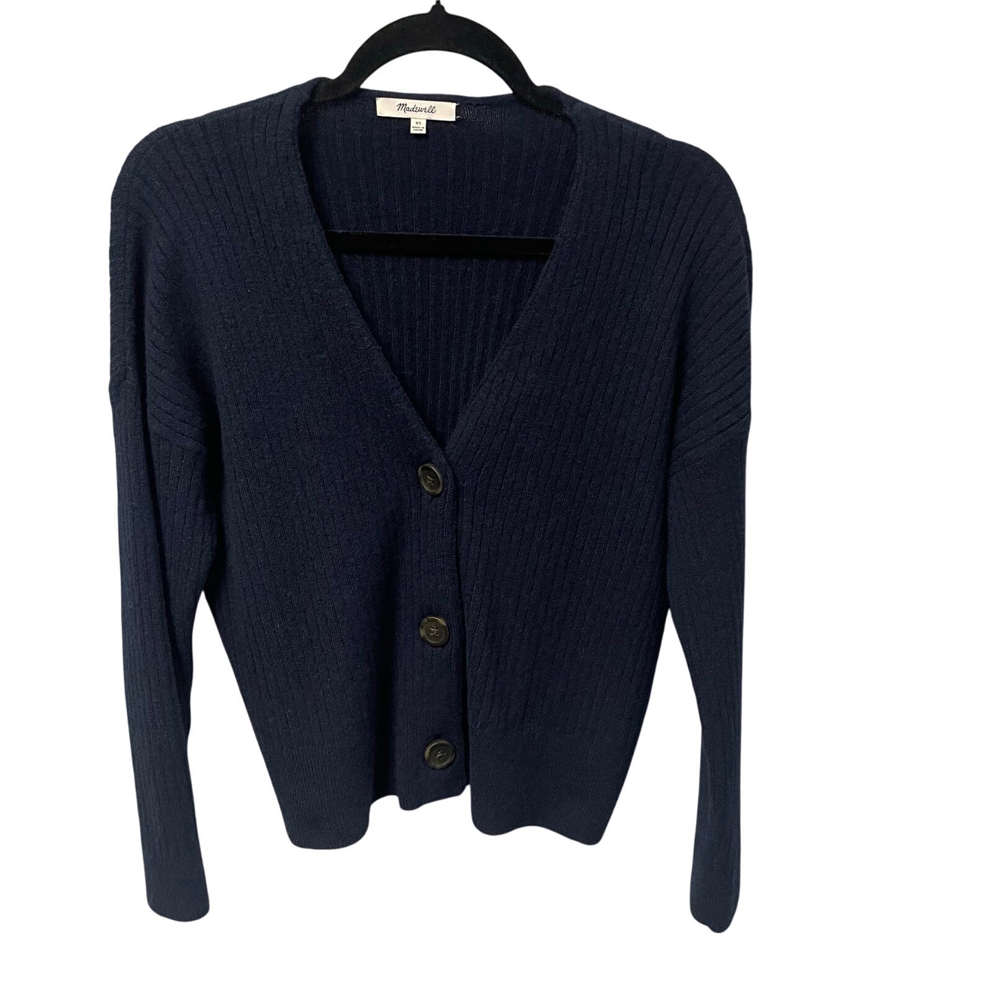 Madewell Cameron Ribbed Cardigan Sweater in Coziest Yarn Deep Indigo Womens XS