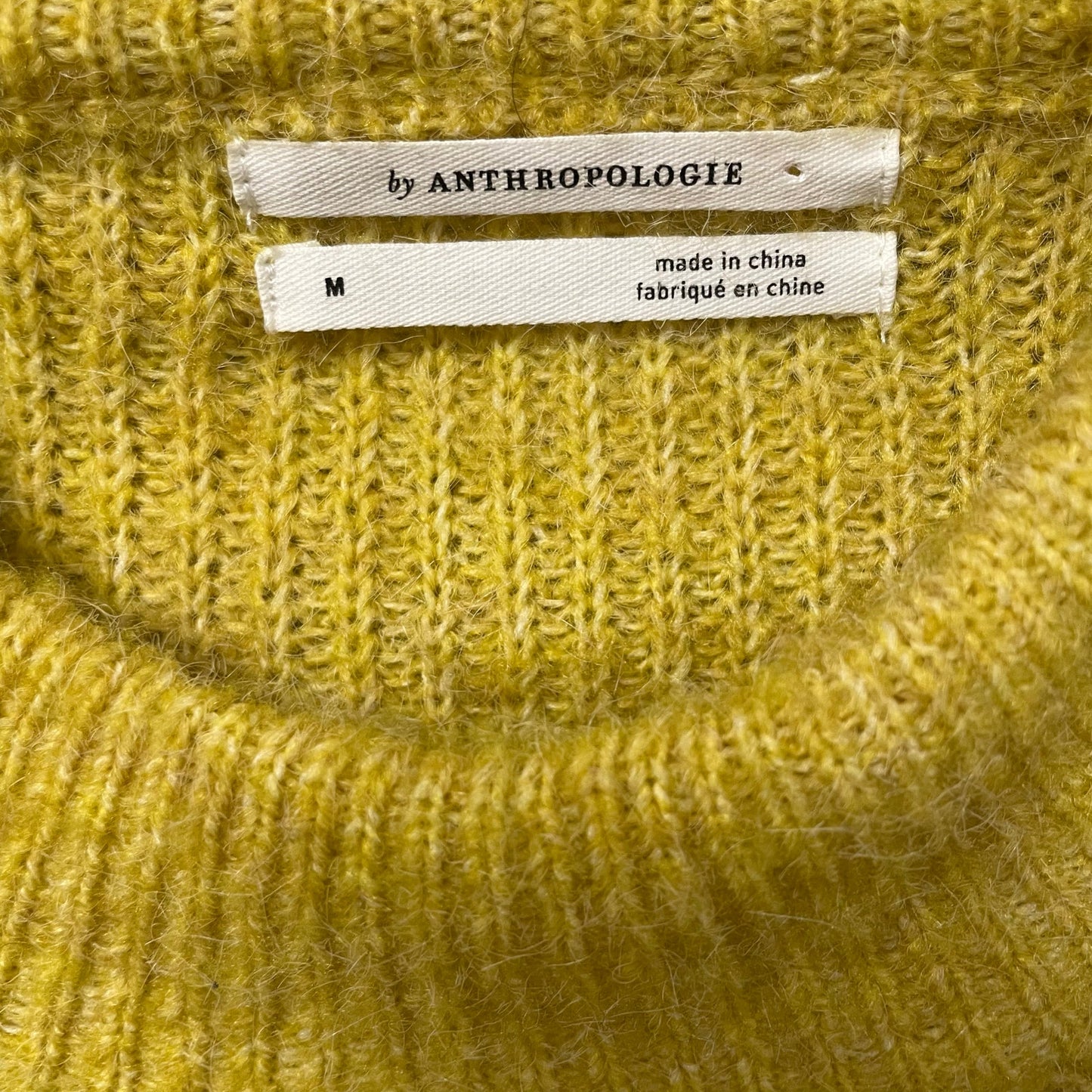 By Anthropologie Pullover Mock Neck Sweater Dark Yellow Acrylic Knit Size Medium