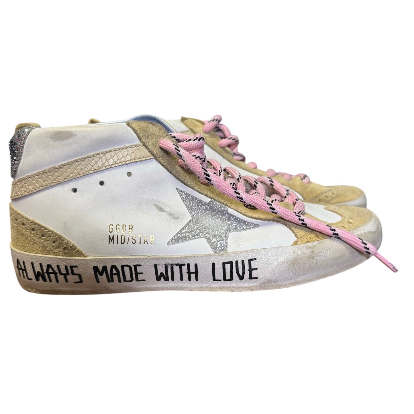 Golden Goose Silver Metallic Glitter Color Block Pattern High Top Sneakers 9