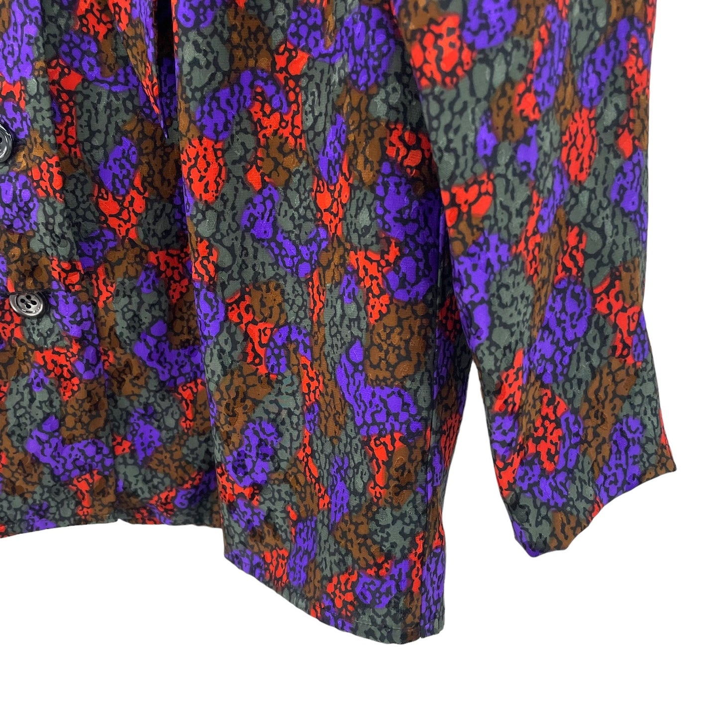 Vintage Saint Laurent Rive Gauche Colorful Silk Tie Neck Button Down Blouse US 4