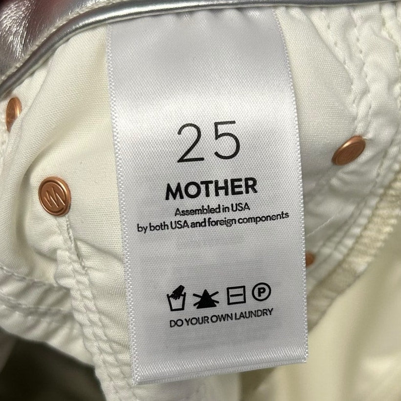 NWT Mother Silver Dagger High Waisted Rail Skimp Faux Leather Pants Womens 25