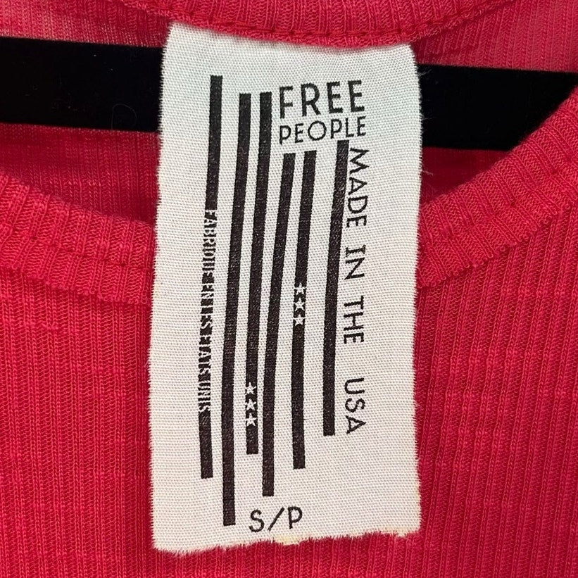 NWT Free People Bright Pink Ribbed Sleeveless Flowy Tank Top Womens Small