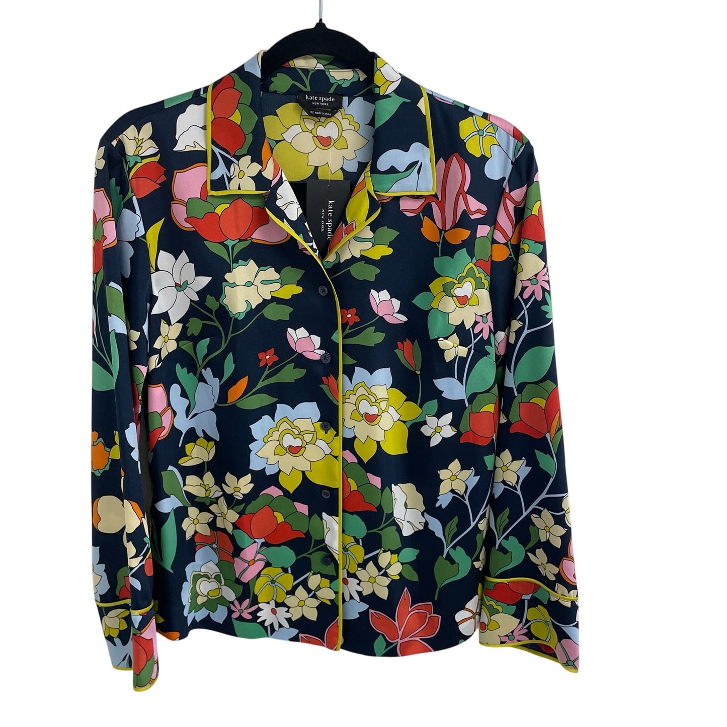 NWT Kate Spade Flower Bed Twill Button Up Shirt Blazer Blue Multi Womens XS